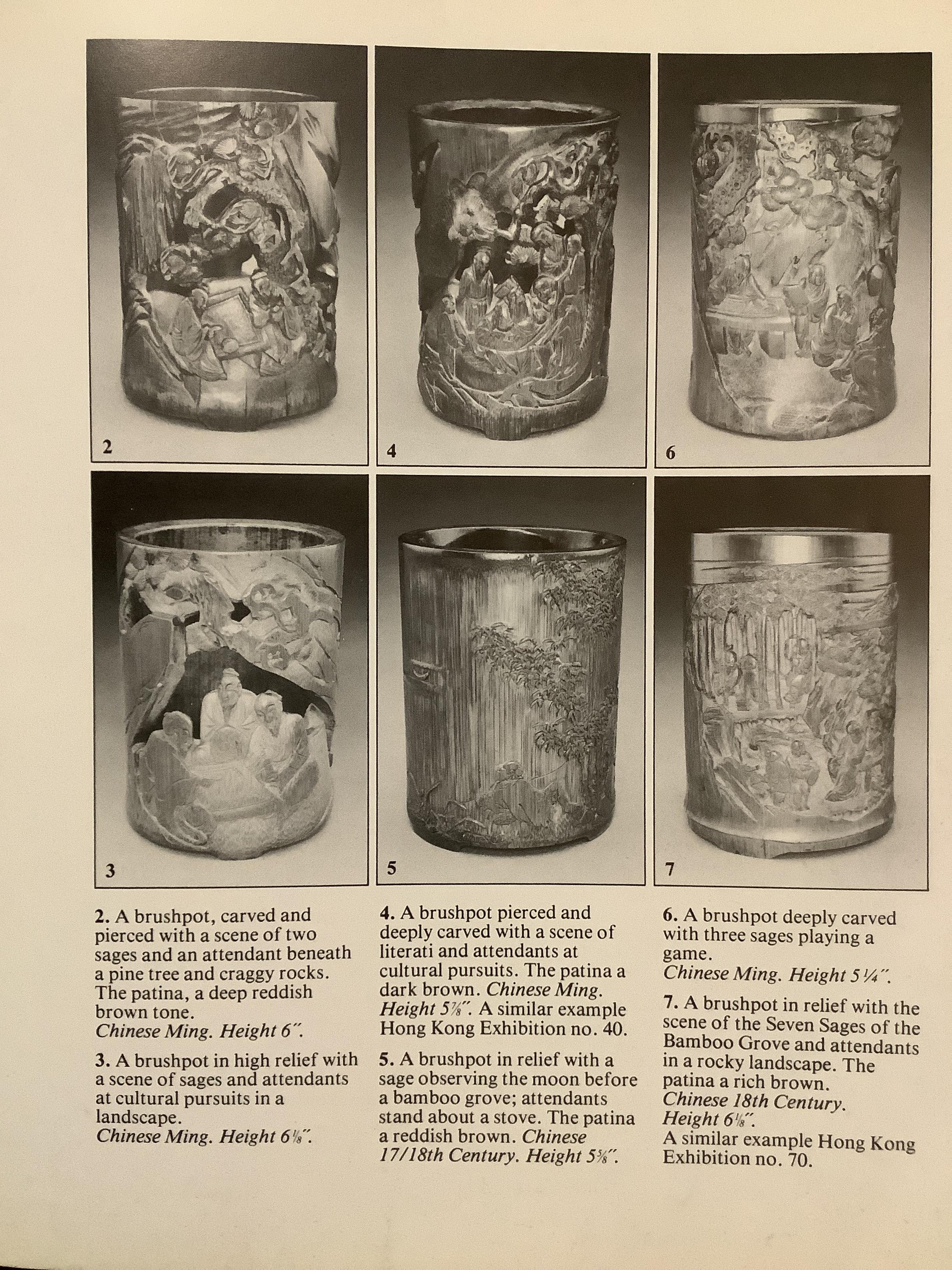 A good Chinese reticulated bamboo 'sages' brushpot, late Ming/early Qing dynasty, 17th century